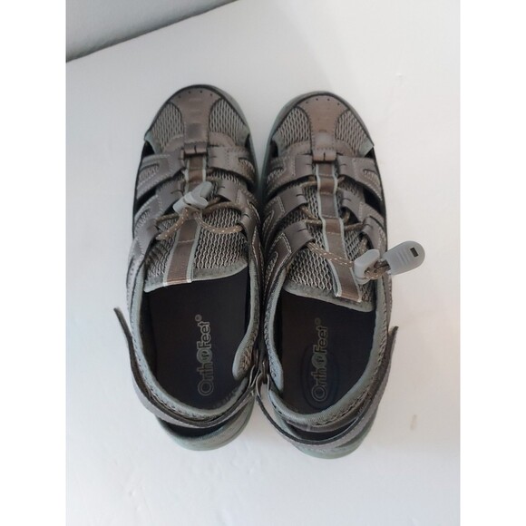 Orthofeet Verona Sandals Women's Size 9 Pewter Gray Leather Fisherman 997 - Picture 2 of 5